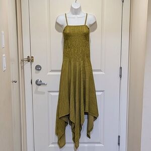 NWOT Beckwoman S-L Handmade 100% Rayon Green Handkerchief Dress